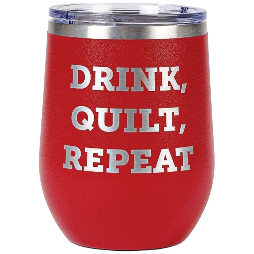 Drink, Quilt, Repeat Red Tumbler from Moda