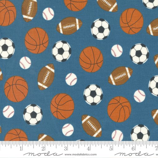 All Star Blue Kick and Throw Yardage by Stacy Iest Hsu for Moda Fabrics