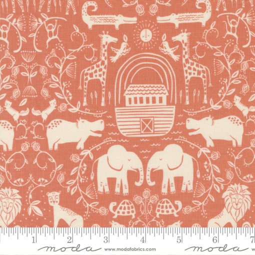 Noah's Ark Coral Two By Two Yardage by Stacy Iest Hsu for Moda Fabrics