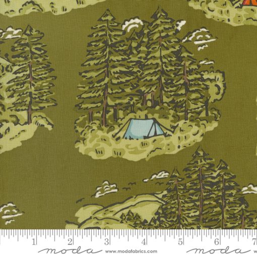 The Great Outdoors Forest Vintage Camping Yardage by Stacy Iest Hsu for Moda Fabrics