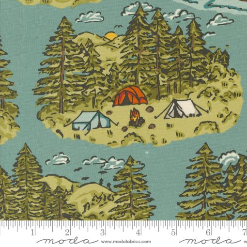 The Great Outdoors Sky Vintage Camping Yardage by Stacy Iest Hsu for Moda Fabrics