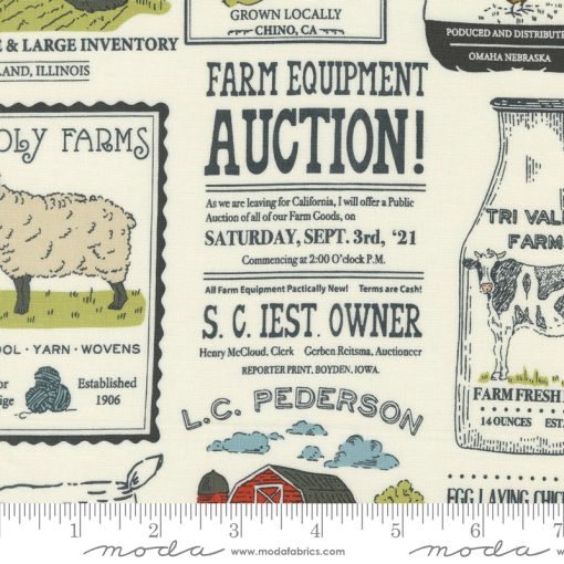 Farmstead Porcelain Vintage Farm Advertisements Yardage by Stacy Iest Hsu for Moda Fabrics