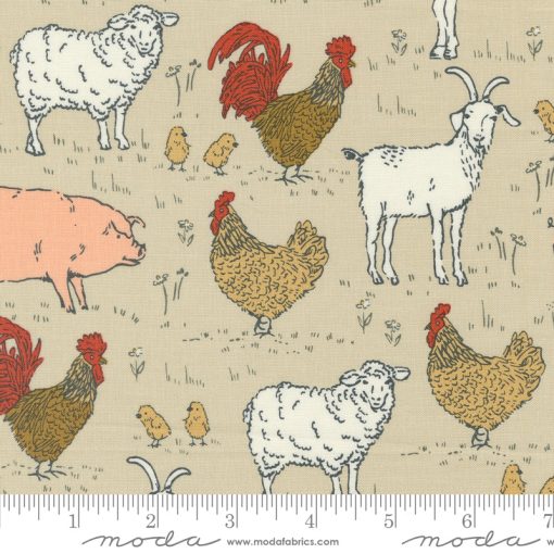 Farmstead Linen Farm Animals Yardage by Stacy Iest Hsu for Moda Fabrics