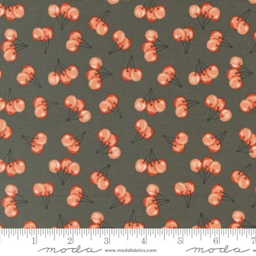 Farmstead Charcoal Farm Fresh Cherries Yardage by Stacy Iest Hsu for Moda Fabrics