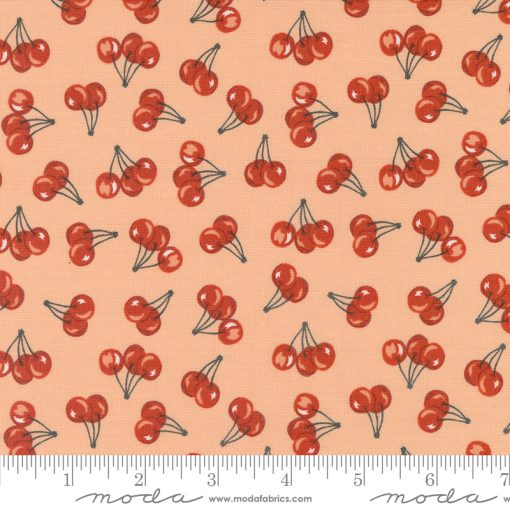 Farmstead Light Coral Farm Fresh Cherries Yardage by Stacy Iest Hsu for Moda Fabrics