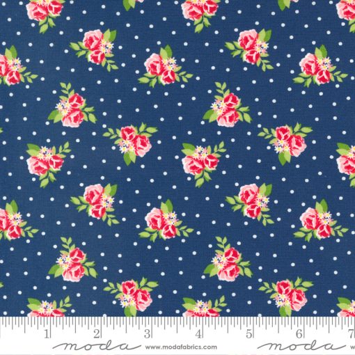 Berry Basket Blueberry Tiny Flowers Yardage by April Rosenthal for Moda Fabrics