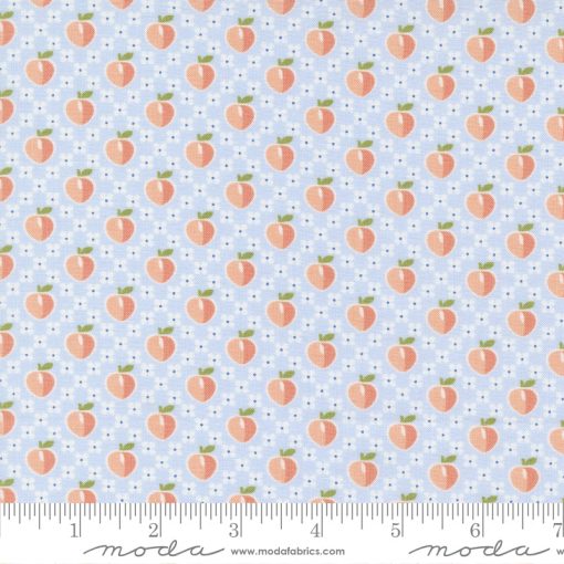 Peachy Keen Light Blue Peaches Yardage by Corey Yoder for Moda Fabrics