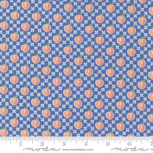 Peachy Keen Cobalt Peaches Yardage by Corey Yoder for Moda Fabrics