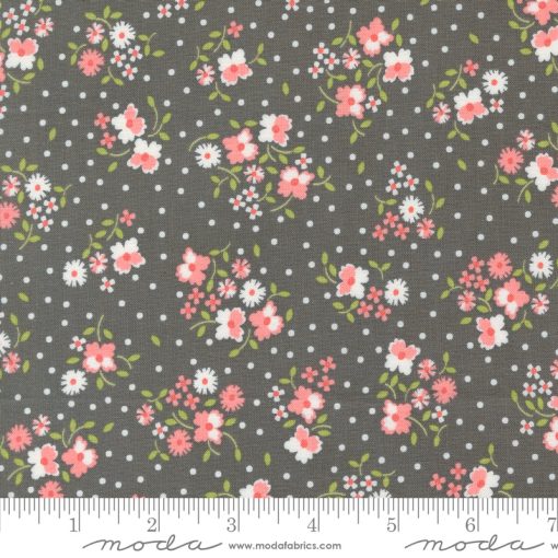 Cali & Co. Slate Flower Dot Yardage by Corey Yoder for Moda Fabric