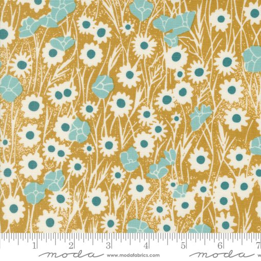 Field of Flowers Goldenrod Poppy Field Yardage by Katharine Watson for Moda Fabrics