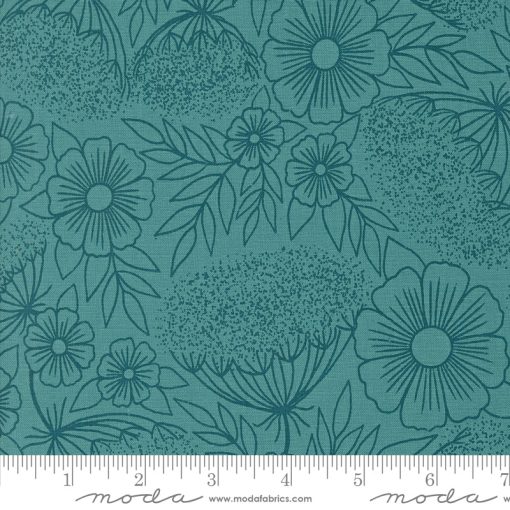 Field of Flowers Turquoise Queen Anne's Lace Yardage by Katharine Watson for Moda Fabrics