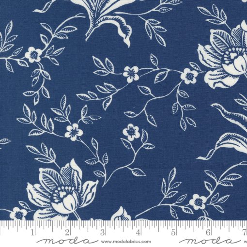 Denim & Daisies Midnight Jeans Woodcut Bloom Yardage by Fig Tree & Co. for Moda Fabrics