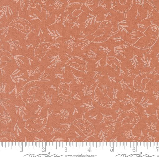 Chirp Clay Trace A Bird yardage by Elena Amo for Moda Fabrics