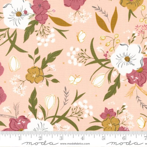 Evermore Strawberry Cream Woodland Bouquet Yardage by Sweetfire Road for Moda Fabrics