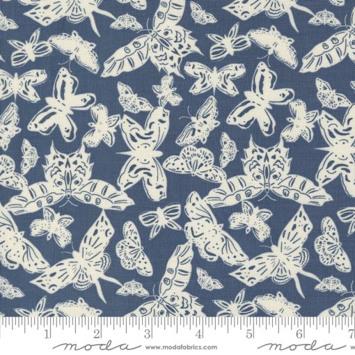 Enchantment Indigo Paper Butterflies Yardage by Sweetfire Road for Moda Fabrics