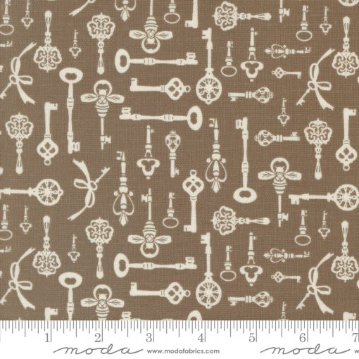 Enchantment Teak Diary Keys Yardage by Sweetfire Road for Moda Fabrics