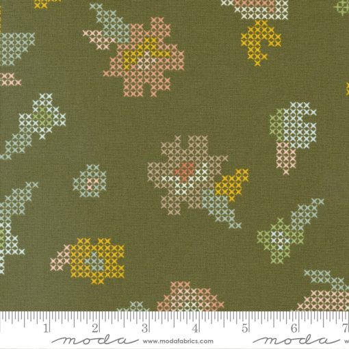 Dawn On The Prairie Moss Shadow Cross Stitch Yardage by Fancy That Design House for Moda Fabrics