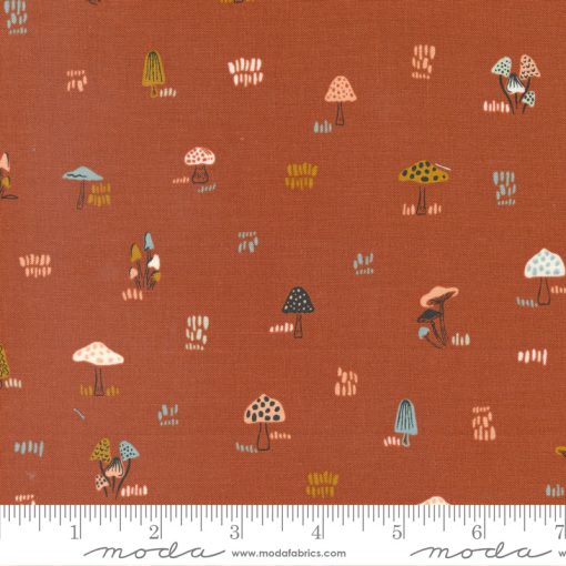 Woodland & Wildflowers Rust Micro Mushrooms Yardage by Fancy That Design House for Moda Fabrics