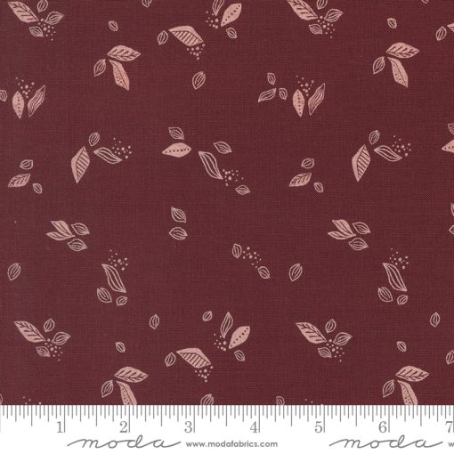 Folk & Lore Burgundy Leaf Twirl Yardage by Fancy That Design House for Moda Fabrics