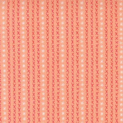 Dandi Duo Peach Cross Stitch Stripe Yardage by Robin Pickens for Moda Fabrics