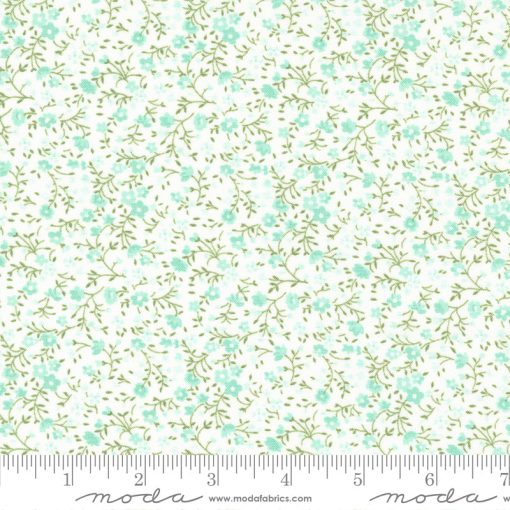 Lighthearted Cream Aqua Meadow Yardage by Camille Roskelley for Moda Fabrics