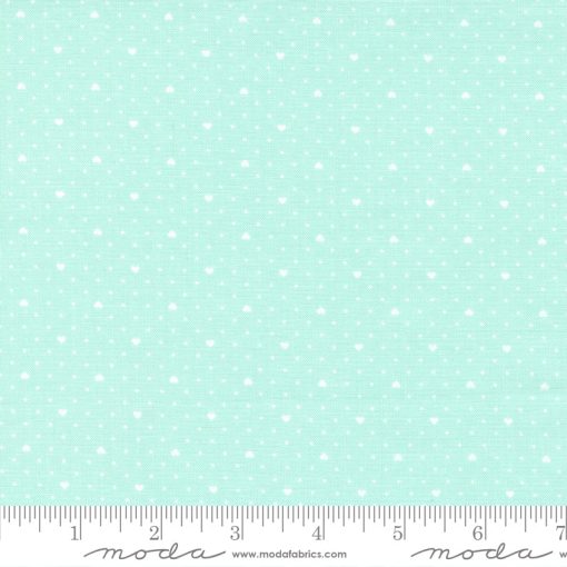 Lighthearted Aqua Heart Dot Yardage by Camille Roskelley for Moda Fabrics