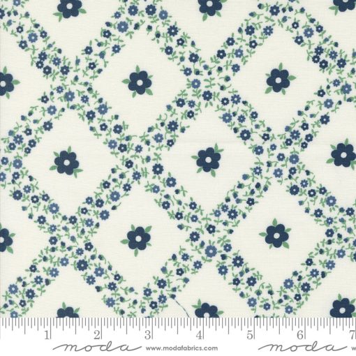 Rosemary Cottage Cream Navy Trellis Yardage by Camille Roskelley for Moda Fabrics