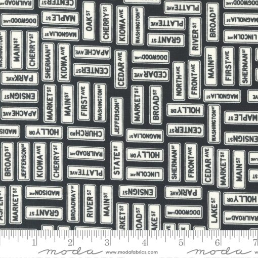 Main Street Black Street Signs Yardage by Sweetwater for Moda Fabrics