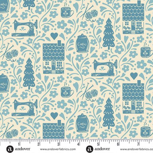 Cozy House Chambray Cozy House Vignette Yardage by Judy Jarvi for Andover Fabrics