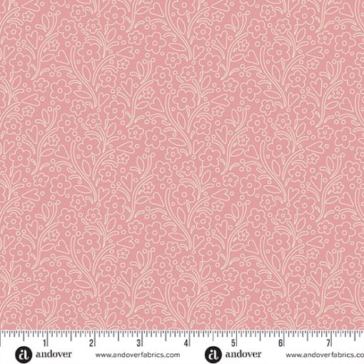 Cozy House Blush Dainty Flowers Yardage by Judy Jarvi for Andover Fabrics