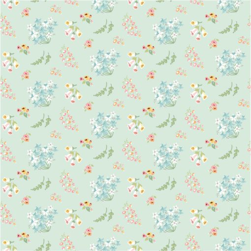 Hollyhock Lane Mint Bloom Yardage by Sheri McCulley for Poppie Cotton Fabrics