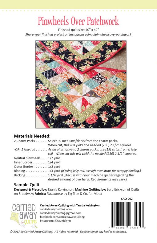 Pinwheels Over Patchwork Quilt Pattern by Taunja Kelvington of Carried Away Quilting - Image 2