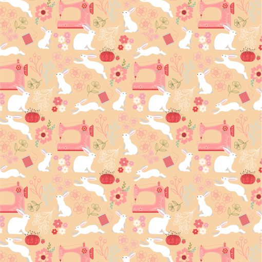 Poppie's Patchwork Club Cream Beatrix Yardage by Lori Woods for Poppie Cotton Fabrics