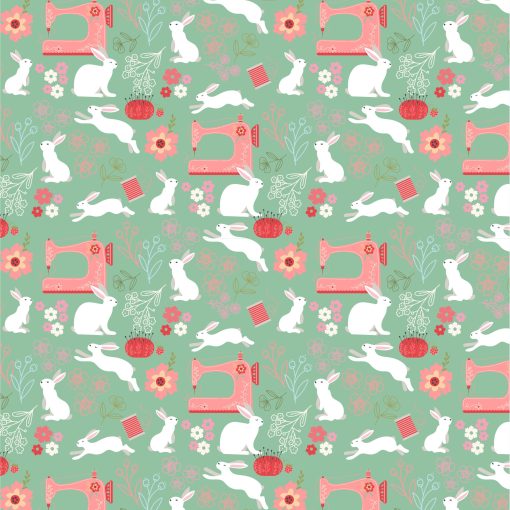 Poppie's Patchwork Club Mint Beatrix Yardage by Lori Woods for Poppie Cotton Fabrics