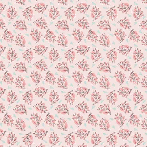 BOLT END 25" Cherished Moments Pink Berry Branches Yardage by Lori Woods for Poppie Cotton Fabrics