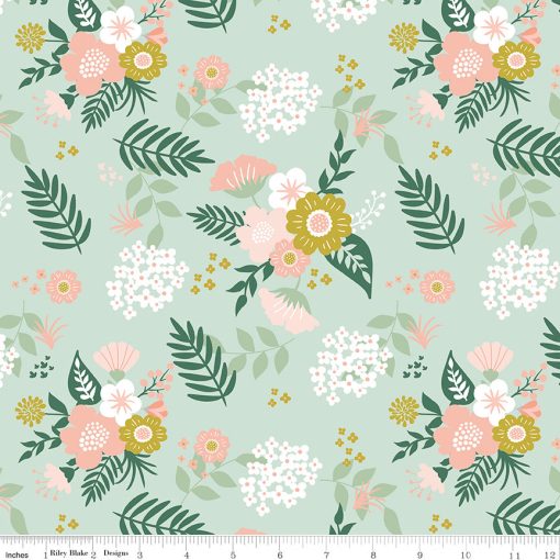 BOLT END 23" Hibiscus Mint Main Yardage by Simple Simon and Co. for Riley Blake Designs