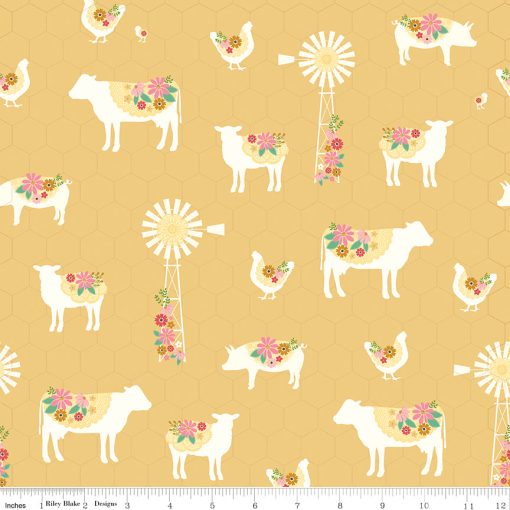 Sweet Acres Cornsilk Farm Yardage by Beverly McCullough for Riley Blake Designs