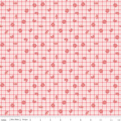 Sweet Acres Strawberry Floral Gingham Yardage by Beverly McCullough for Riley Blake Designs