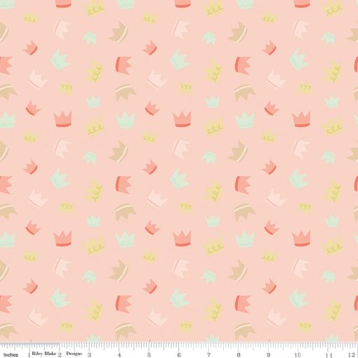 BOLT END 26" It's A Girl Blush Crowns Yardage by Echo Park Paper for Riley Blake Designs