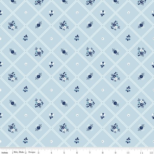 Simply Country Blue Dot Grid Yardage by Tasha Noel for Riley Blake Designs