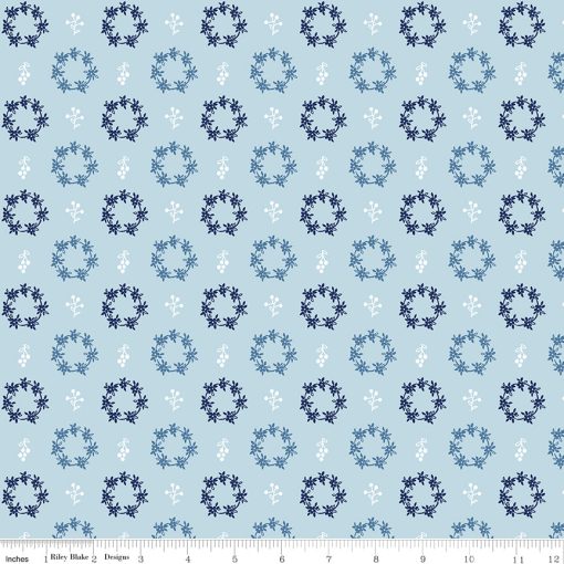 Simply Country Blue Wreaths Yardage by Tasha Noel for Riley Blake Designs