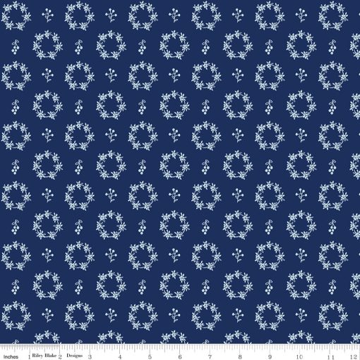 Simply Country Navy Wreaths Yardage by Tasha Noel for Riley Blake Designs