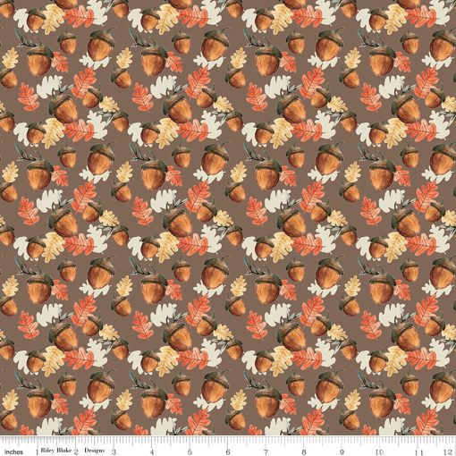 Shades Of Autumn Brown Acorns Yardage by My Mind's Eye for Riley Blake Designs