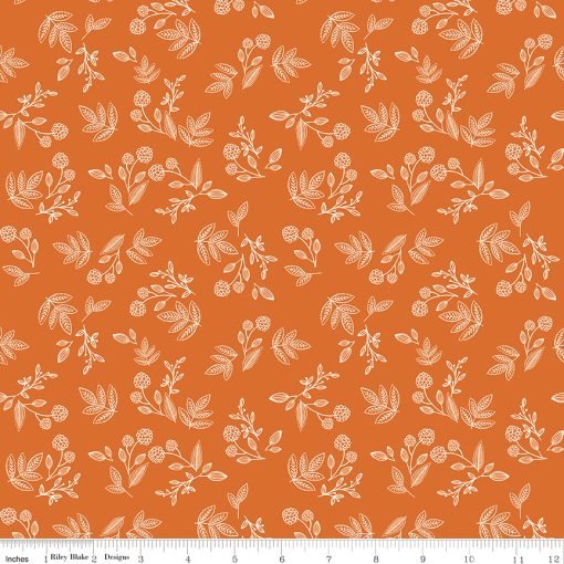 Shades Of Autumn Orange Sprigs Yardage by My Mind's Eye for Riley Blake Designs