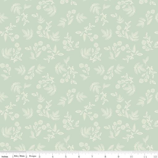 BOLT END 37" Shades Of Autumn Tea Green Sprigs Yardage by My Mind's Eye for Riley Blake Designs