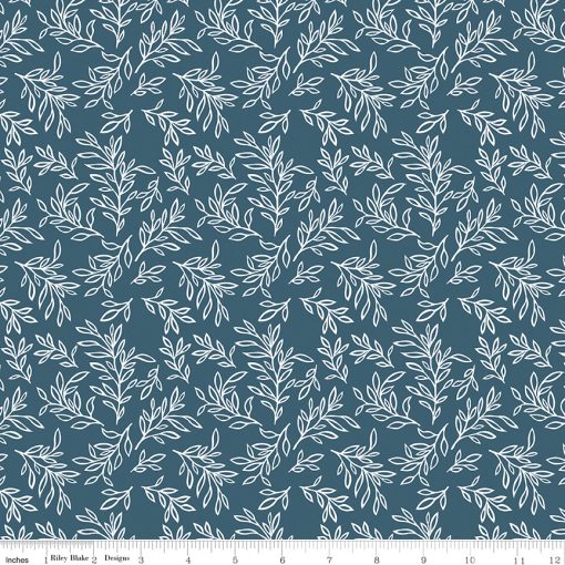 Live, Love, Glamp Denim Leaves Yardage by Dani Mogstad for Riley Blake Designs