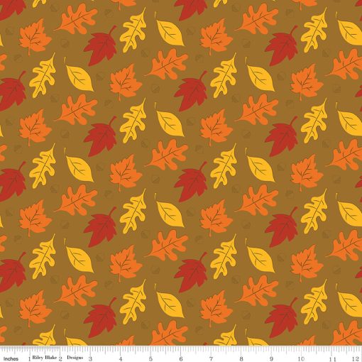 Fall's In Town Tan Leaves Yardage by Sandy Gervais for Riley Blake Designs