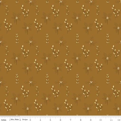 Fall's In Town Tan Drawing Yardage by Sandy Gervais for Riley Blake Designs