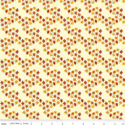 Fall's In Town Cream Floral Yardage by Sandy Gervais for Riley Blake Designs