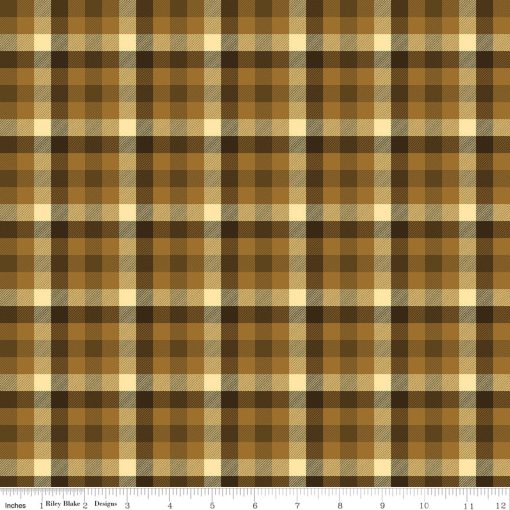 Fall's In Town Brown Checked Yardage by Sandy Gervais for Riley Blake Designs